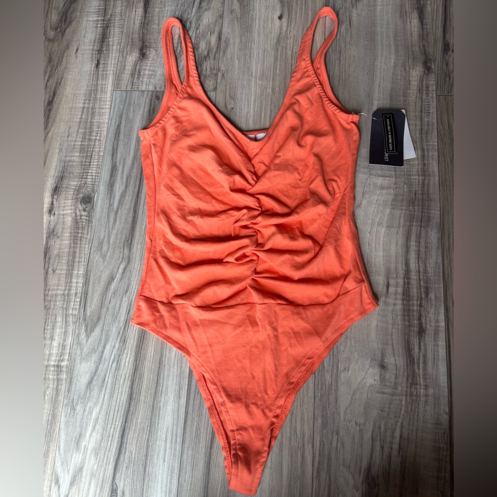 Melrose and Market Orange Ruched Bodysuit